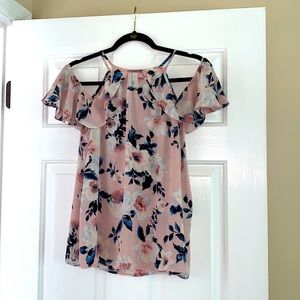 Pink floral off the shoulder top